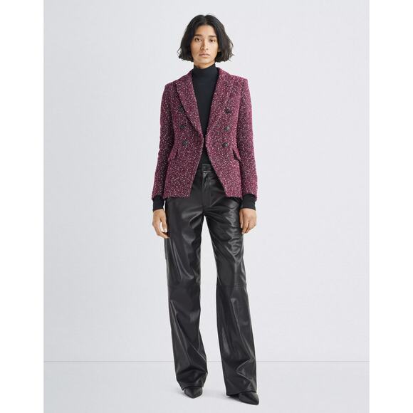 Rag&Bone Preston Double Breasted Blazer Boucle Tweed Wool Burgundy US 8 - Picture 3 of 16